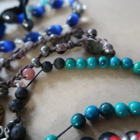 22 Pc Boho Beaded Bracelet Bundle Lot Gemstone Crystal Stack Boho Hippie Craft - Picture 7 of 13